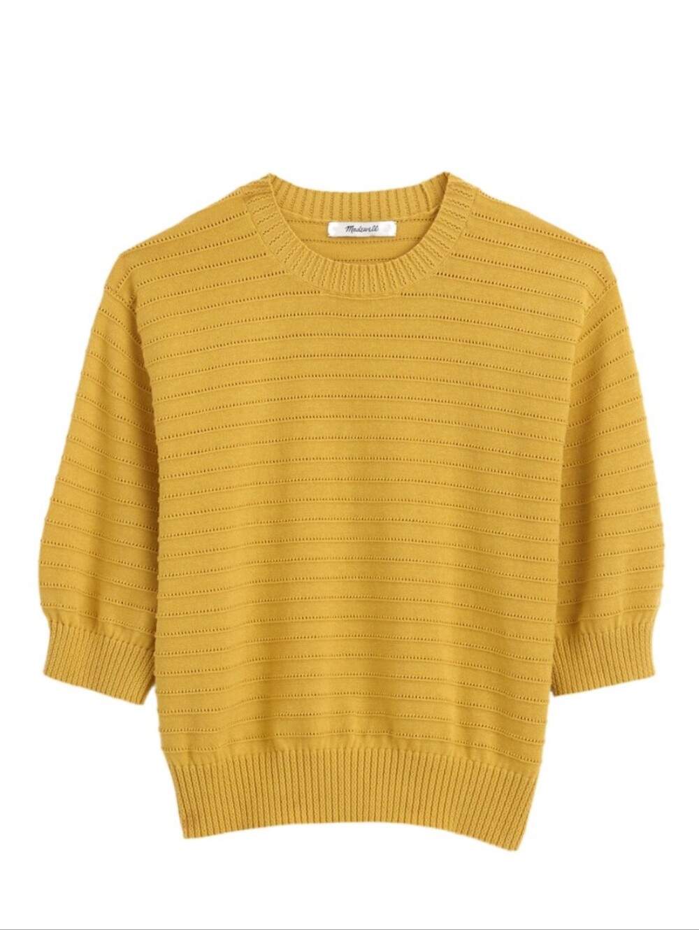 Madewell Yellow Ribbed Crewneck Sweater